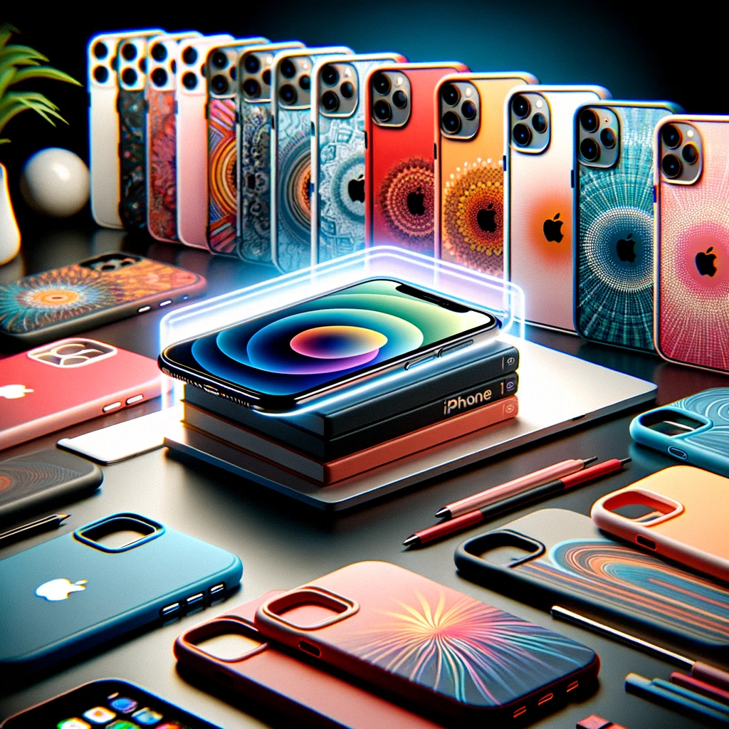 dall·e_2024-01-08_10.42.16_-_a_vibrant_and_modern_blog_header_image_centered_on_the_theme_iphone_12_cases._the_image_features_an_iphone_12_in_the_foreground,_surrounded_by_a_div.png
