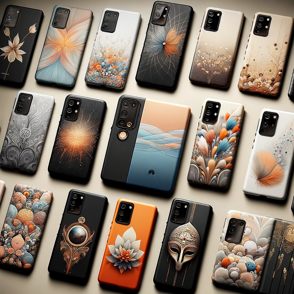 dall·e_2024-01-22_09.35.45_-_a_square_image_tailored_for_the_blog_of_caseland.bg,_featuring_an_elegant_and_stylish_array_of_phone_cases_specifically_for_the_huawei_p40_lite_e._the.png