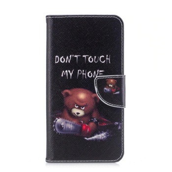 Книжков калъф за Huawei P30 Lite / P30 lite New Edition - Don't Touch My Phone, Angry Bear