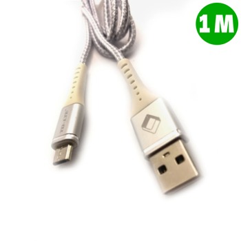 Кабел, бързо зареждащ 2.4A, USB Micro - Сребърен