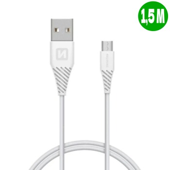 Swissten зареждащ кабел USB Micro - 1,5м, бял