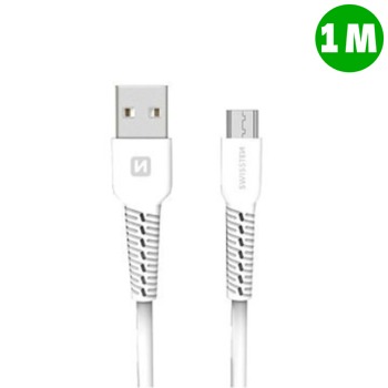 Swissten зареждащ кабел USB Micro - 1M, Бял