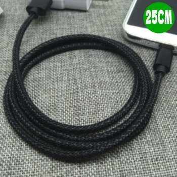 Метален зареждащ кабел USB Micro - Черен, 25см