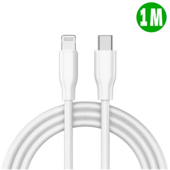 Бързозареждащ кабел от USB-C към lightning 5A - Бял