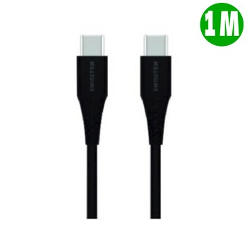 Swissten зареждащ кабел от USB-C към USB-C - 1M, Черен