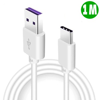 Бързозареждащ USB-C кабел - бял, 1м