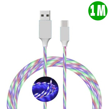 Светещ кабел USB-C - бял, 1м