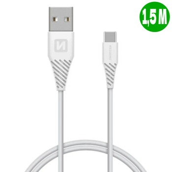 Swissten зареждащ кабел USB-C - 1,5м, Бял