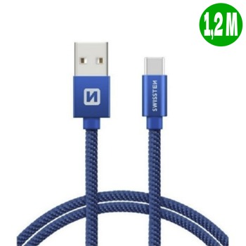 Swissten зареждащ кабел USB-C - 1.2M, Син