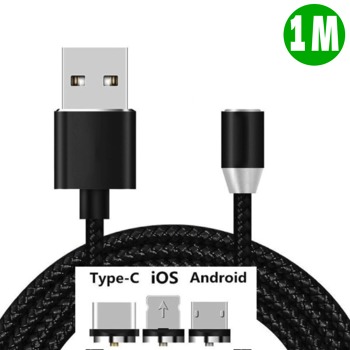 Kабел с магнитен конектор с три редукции USB-C,Micro USB a lighting