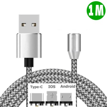 Кабел с магнитен конектор с три редукции USB-C,Micro USB a lighting