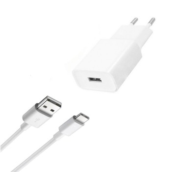 Зареждащ комплект с кабел USB Type-C - Бял