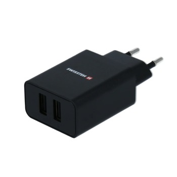 Swissten адаптер с два USB порта 2.1A - Черен