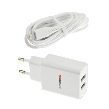 Swissten зарядно устройство 2.1Aс кабел Lightning 1м за Apple продукти