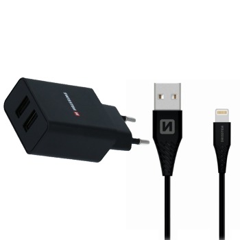 Swissten зарядно устройство с 2 USB порта 2.1A Apple Lightning