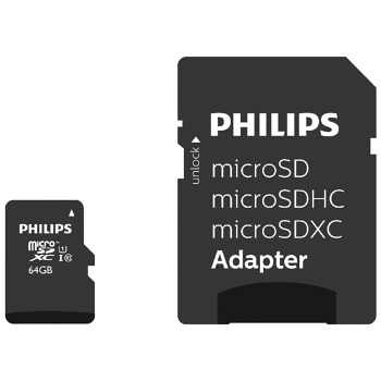 Philips памет карта Micro SDHC с адаптер - 64GB