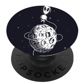 Черен PopSocket с мотив - Извънземно на Луната
