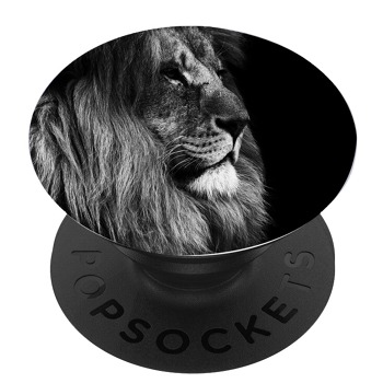 Черен PopSocket с мотив - Черно-бял лъв