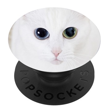 Черен PopSocket с мотив - Котка с различни очи