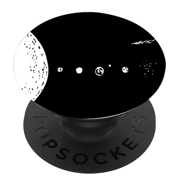 Черен PopSocket с мотив - Черно-бяла слънчева система