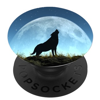 Черен PopSocket с мотив - Виещ вълк
