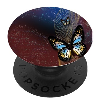 Черен PopSocket с мотив - Пеперуди в златна спирала