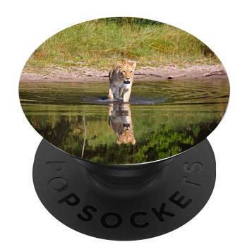 Черен PopSocket с мотив - Лъвица във водата