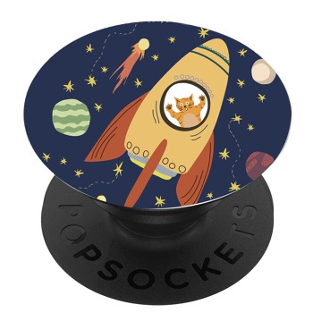 Черен PopSocket с мотив - Котка в космоса