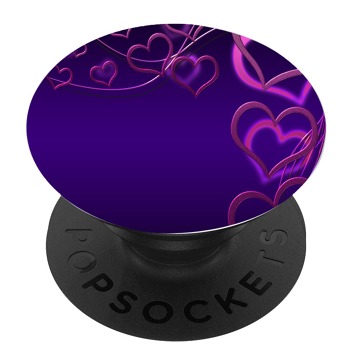 Черен popsocket с дизайн - Лилави сърца