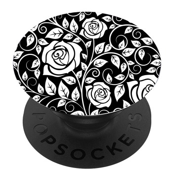 Черен PopSocket с мотив - Черни и бели рози