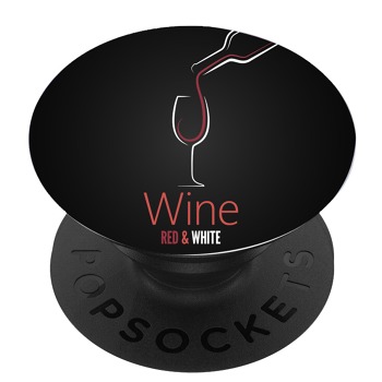Черен PopSocket с мотив - Червено и бяло вино