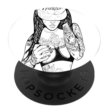 Черен PopSocket с мотив - Татуираното момиче