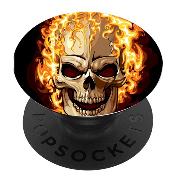 Черен PopSocket с мотив - Огнен череп