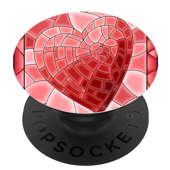 Черен PopSocket с мотив - Сърце мозайка