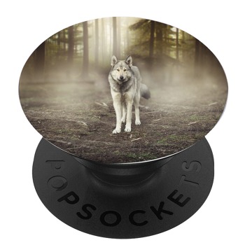 Черен popsocket с дизайн - Вълк в гората