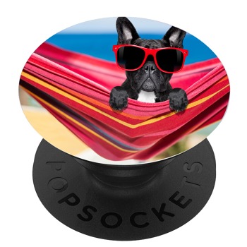 Черен PopSocket с мотив - Куче с очила