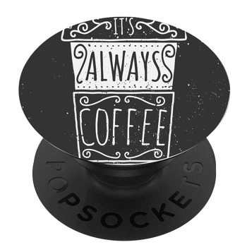Черен popsocket с дизайн - Време за кафе