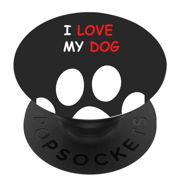 Черен PopSocket с мотив - Обичам кучето си