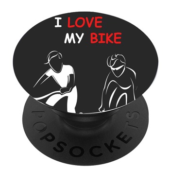 Черен PopSocket с мотив - Обичам да си карам колелото