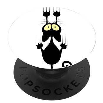 Черен PopSocket с мотив - Падащо коте