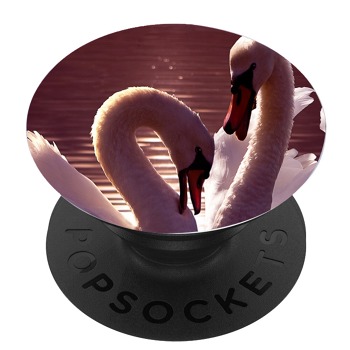 Черен PopSocket с мотив - Лебед