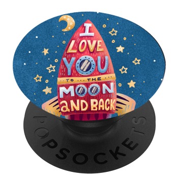 Черен PopSocket с мотив - Любов до луната и обратно