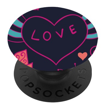 Черен PopSocket с мотив - Любовта в сърцето