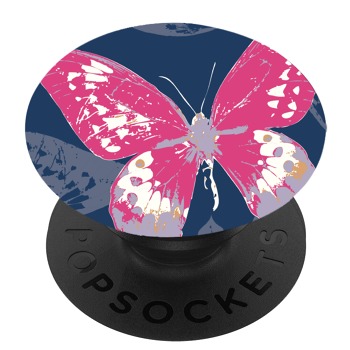 Черен PopSocket с мотив - Розова пеперуда