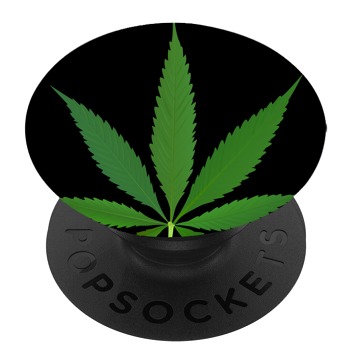 Черен PopSocket с мотив - Листа от марихуана
