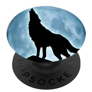 Черен PopSocket с мотив - Лунен вълк