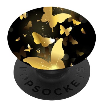 Черен PopSocket с мотив - Златни пеперуди