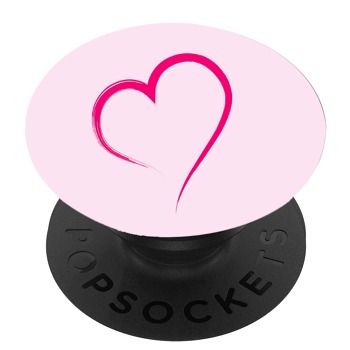 Черен PopSocket с мотив - Розово сърце