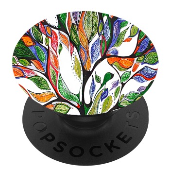 Черен PopSocket с мотив - Цветно дърво