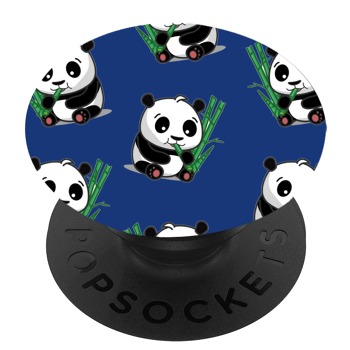 Черен PopSocket с мотив - Панда с бамбус